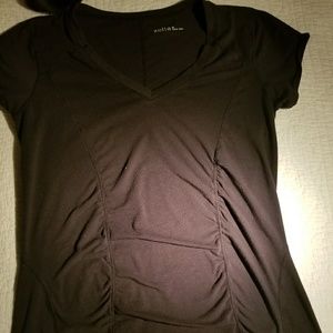 Black lined v neck shaping shirt